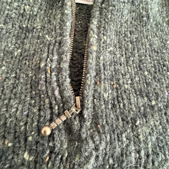 Authentic Irish Aran Islands ‎Merino Wool Tweed 1/4 Zip Green Sweater‎ XL-worn1x - Picture 5 of 10